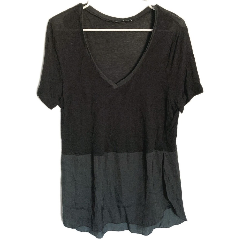 Tart Shirt Women Large Colorblock Sheer V Neck Short Sleeve Tunic Top Woven/Knit